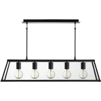 Searchlight Voyager Lampe suspendue 5 flammes 90cm noir mat verre