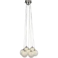 Searchlight CLUSTER 7-flamme LED BALL suspension - chrome avec verre clair & CRYSTAL Sund BALLS