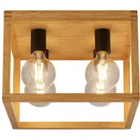 Searchlight Plafonnier contemporain carré bois noir marron 4 lumières E27