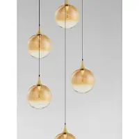 Nova Luce Suspension Orenda Verre rond ambré à 5 lumières