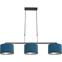 Steinhauer Lampe suspendue noire Stang avec des nuances de velours bleu