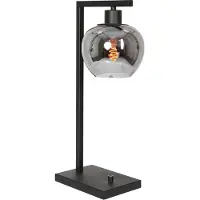 Steinhauer Lampe de table noire Lotus avec verre fumé