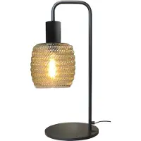 Masterlight Lampe de table noire Bounty avec verre strié