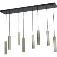 Masterlight Lampe suspendue pour table à manger Run Cylindres en acier inoxydable à 8 lumières