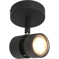 Steinhauer Spot Natasja 7901ZW : spot noir à 1 focale en métal avec ampoule GU10 à intensité variable, design moderne et orientable, adapté à un usage intérieur,