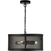 Searchlight Fishnet Pendentif tambour à 3 flammes Noir mat