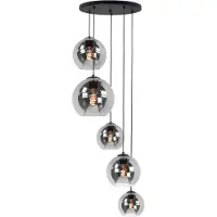 Highlight Suspension 5 lumières Fantasy noir avec verre fumé