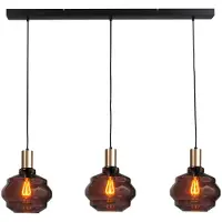 Masterlight Lampe suspendue 3 lumières - dorée - Porto avec verres Ball rouges - Ø 24cm