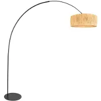 Steinhauer Lampadaire Curve noir avec abat-jour paille Ø 50cm