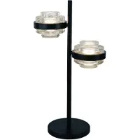 Highlight Lampe de table Dynasty Verre transparent noir à 2 lumières