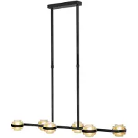 Highlight Suspension Dynasty Verre ambré noir à 5 lumières