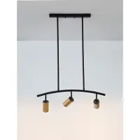 Lyora Suspension Pogno 3 lumières noir avec rond doré