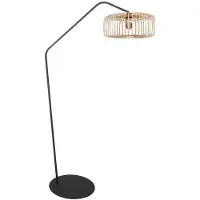 Steinhauer Lampadaire - naturel noir - ZigZag - bambou plastique métal - lampe arquée - E27 - 4250ZW - Anne Lighting
