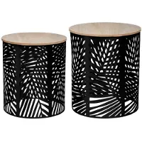 Atmosphera Meta And Fiber Coffee Table 2 Units Noir