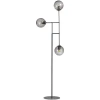 Eth Lampadaire design Davina 3 lumières noir avec verre fumé