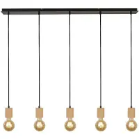 Searchlight Plafonnier en bois Spinny 5 lumières
