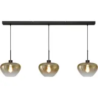 Masterlight Suspension 3 lumières Genua noir avec verre doré Ø 29cm