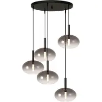 Masterlight Lampe pendante 5L vide Lido Onion avec du verre Ø de 24 cm qui décolore la fumée