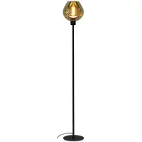 Masterlight Lampadaire noir Quinto Smoke avec verre fumé