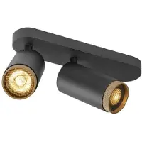 SLV Spot monté en surface Grip! L 2 lumières noir avec anneau en or