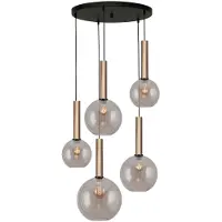 Masterlight Lampe suspendue Vide Bella 2 5 lumières avec lentilles dorées