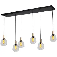 Masterlight Lampe suspendue 6 lumières - dorée - Porto avec verres transparents Nicolette