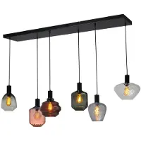 Masterlight Lampe suspendue 6 lumières - noire - Porto avec des lunettes différentes