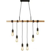Searchlight Lampe suspendue 6 lumières Woody avec du bois