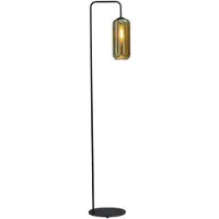 Masterlight Lampadaire noir Quinto avec verre cylindrique à fumée