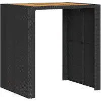 vidaXL Table de bar de jardin avec plateau en bois noir 105x80x110 cm Polyrattan