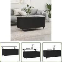 The Living Store Table basse noire 90x44,5x45 cm bois composite