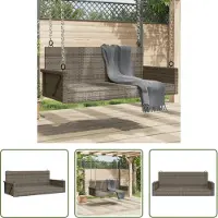 The Living Store Banc suspendu Gris 119x56x48 cm Poly Rattan