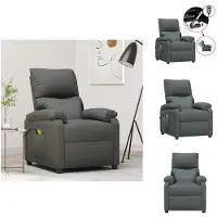 vidaXL Fauteuil de massage électrique gris foncé Tissu - Fauteuil de massage