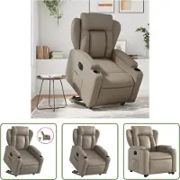 The Living Store Fauteuil relax releveur électrique Cappuccino similicuir