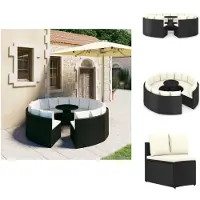 vidaXL Ensemble de 9 canapés de jardin avec coussins Poly Rotin Noir - Ensemble de meubles de jardin