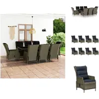 vidaXL Ensemble de jardin 9 pièces avec coussins Poly Rotin Marron - Ensemble de meubles de jardin