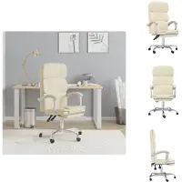 vidaXL Chaise de bureau avec fonction chaise longue Crème similicuir - Chaises de bureau