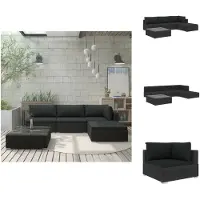 vidaXL Ensemble de salon de jardin 5 pièces avec coussins Poly rotin noir - Ensemble de meubles de jardin