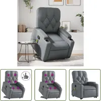 The Living Store Fauteuil de massage avec releveur Gris Similicuir