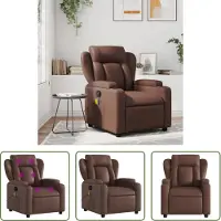 The Living Store Fauteuil de massage Marron Similicuir
