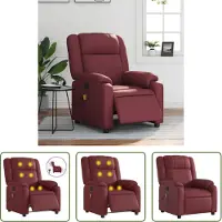 The Living Store Fauteuil de massage électrique vin rouge similicuir