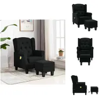 vidaXL Fauteuil de massage avec pouf Noir Tissu - Fauteuil de massage
