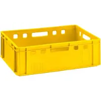 BURI Caisses à viande E2 60x40x20cm Caisse de stockage Eurobox en provenance d'Allemagne, convient pour aliments, robuste, empilable , Variante:jaune 1x