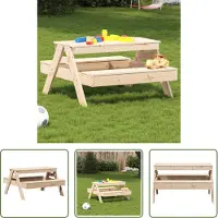 The Living Store Table de pique-nique pour enfants 88x97x52 cm pin massif