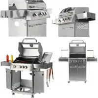 YATO Barbecue au gaz 3+1, en acier inoxydable, 11,5 kW, avec fenêtre de visualisation