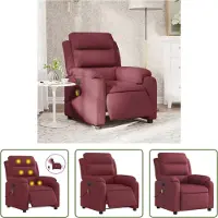 The Living Store Fauteuil de massage électrique vin rouge tissu