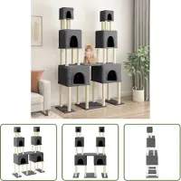The Living Store Arbre à chat avec colonnes à griffer en sisal Gris foncé 199 cm