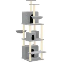 Syfax Arbre à chat avec griffoirs en sisal Gris clair 180 cm