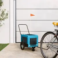 Prolenta Maison Exclusive - Remorque pour vélo, pour chiens, bleu et noir. Tissu Oxford et fer