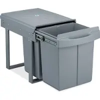 Relaxdays Poubelle encastrable double, coulissante, poubelle de cuisine Duo pour meuble bas, 2 x 20 l, 41,3 x 34 x 51,8 cm, gris